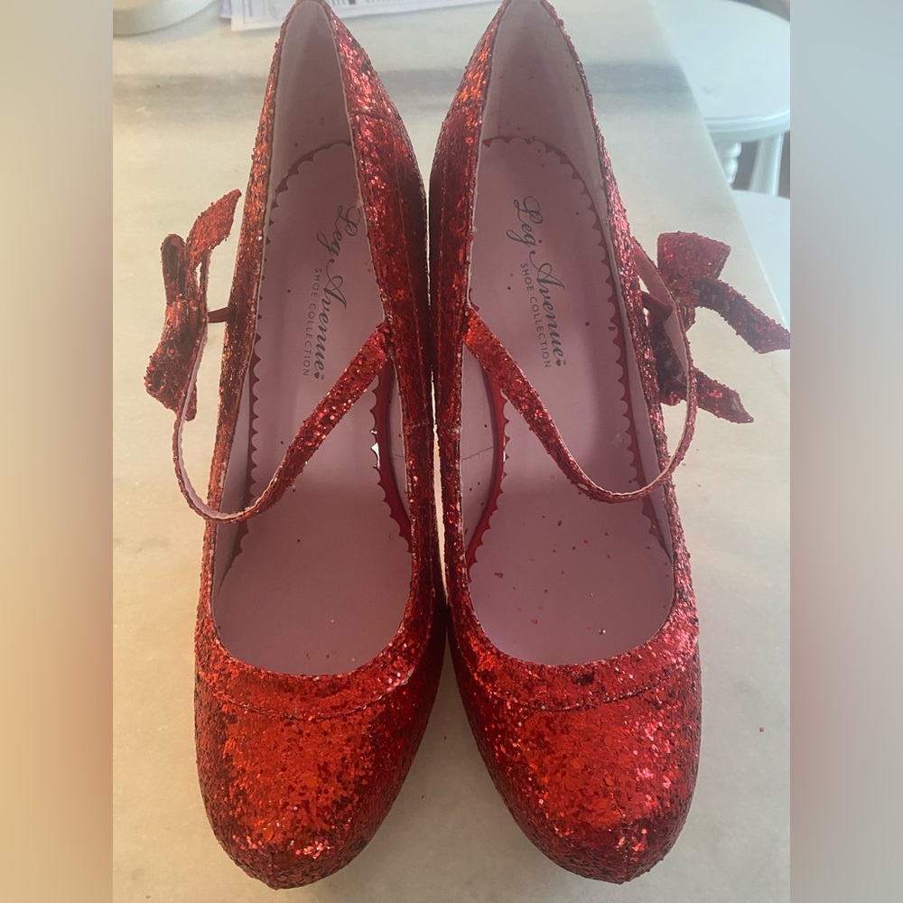 Red Glitter Dorthy Heels by Leg Ave Shoes